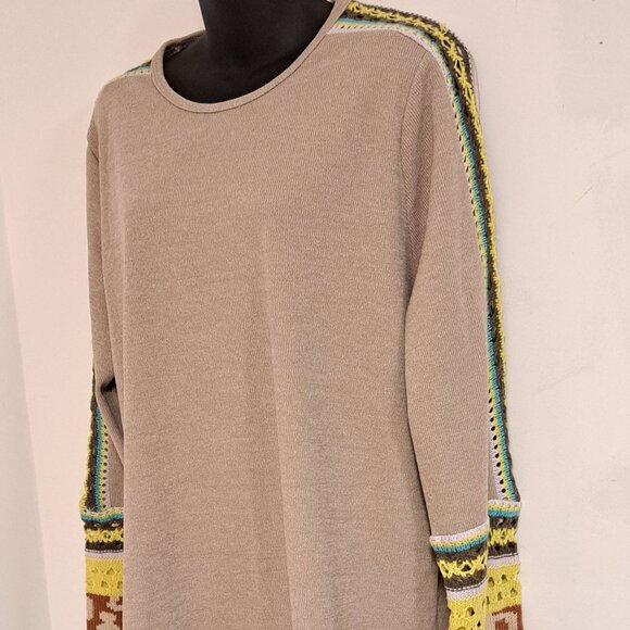 Easel BOHO Long Sleeve Top Crochet Accents Misses Size Large - Picture 6 of 11